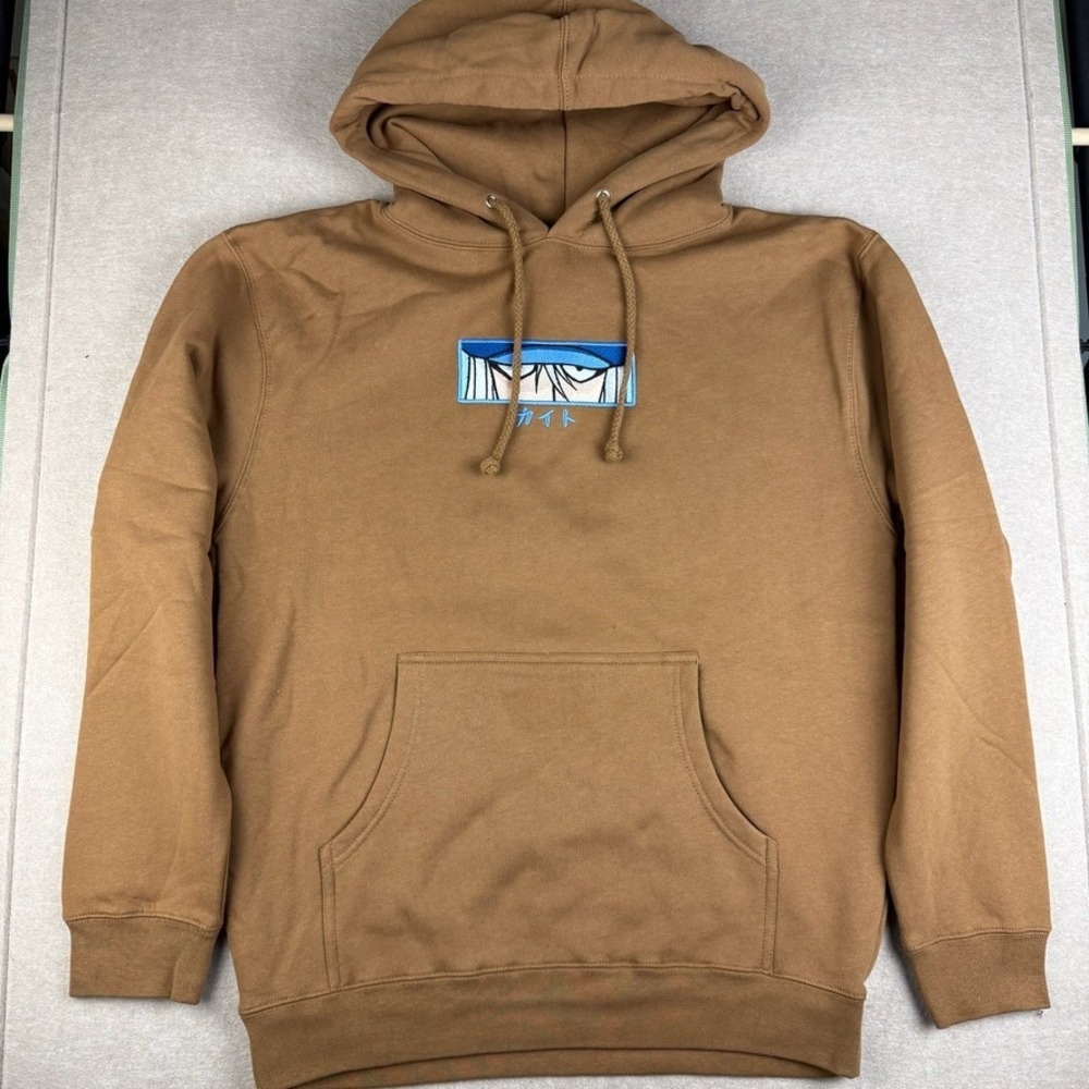 Hypland x Hunter x Hunter Hoodie Mens M Brown Kaito Eyes Anime Embroidered